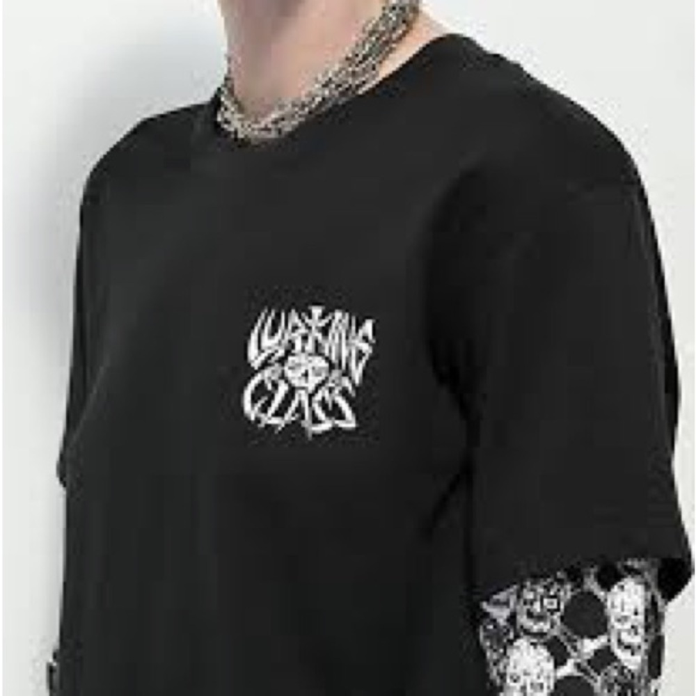 Lurking Class by Sketchy Tank Bones Black 2fer Long Sleeve T-Shirt mens Small - Picture 4 of 14
